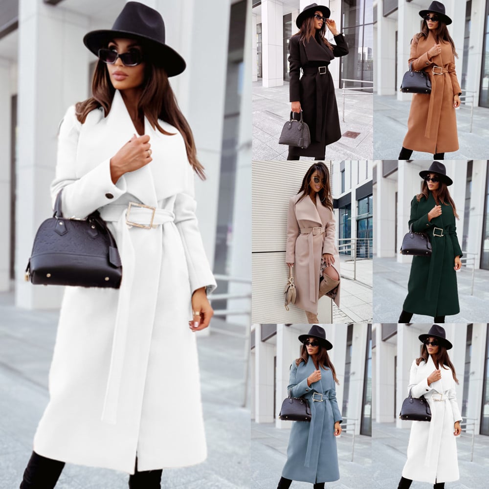 Women's V-Neck Long Sleeve Woolen Tie Jacket