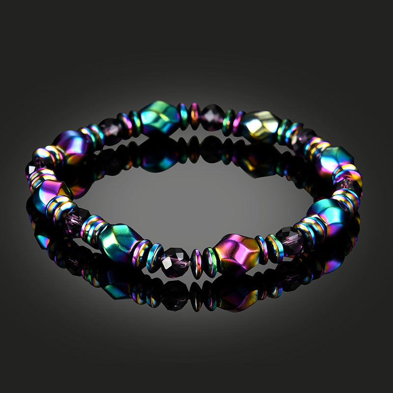 Colorful Obsidian and Black Magnet Bracelet