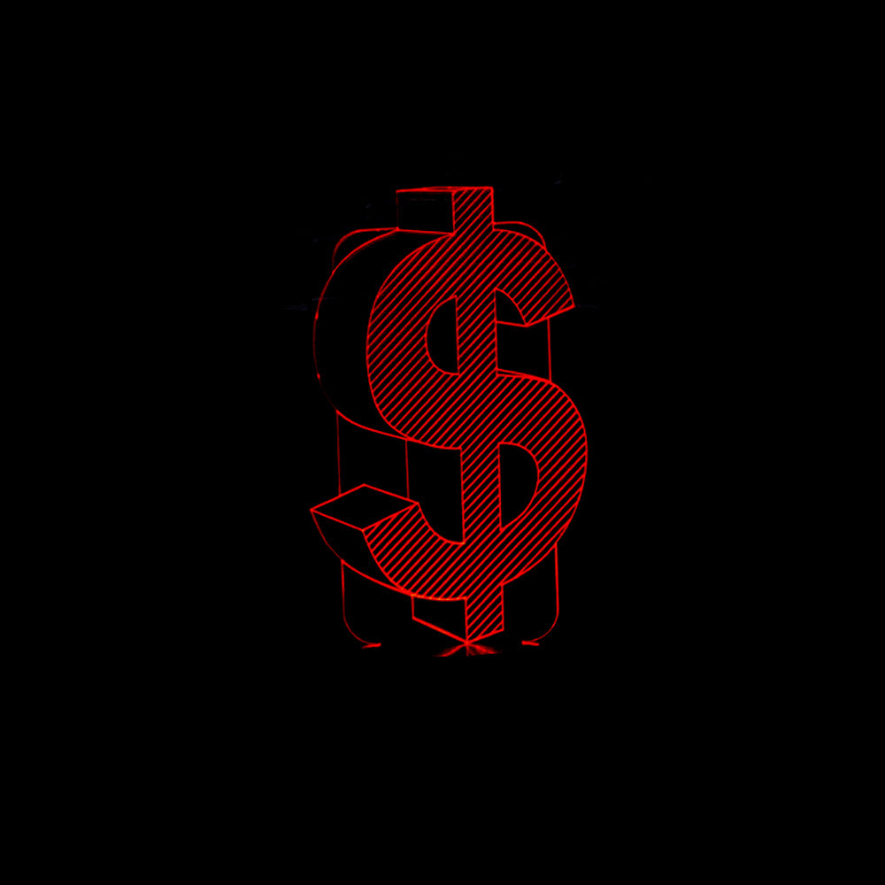3D USD Dollar Sign LED Illusion Lamp with Touch Control