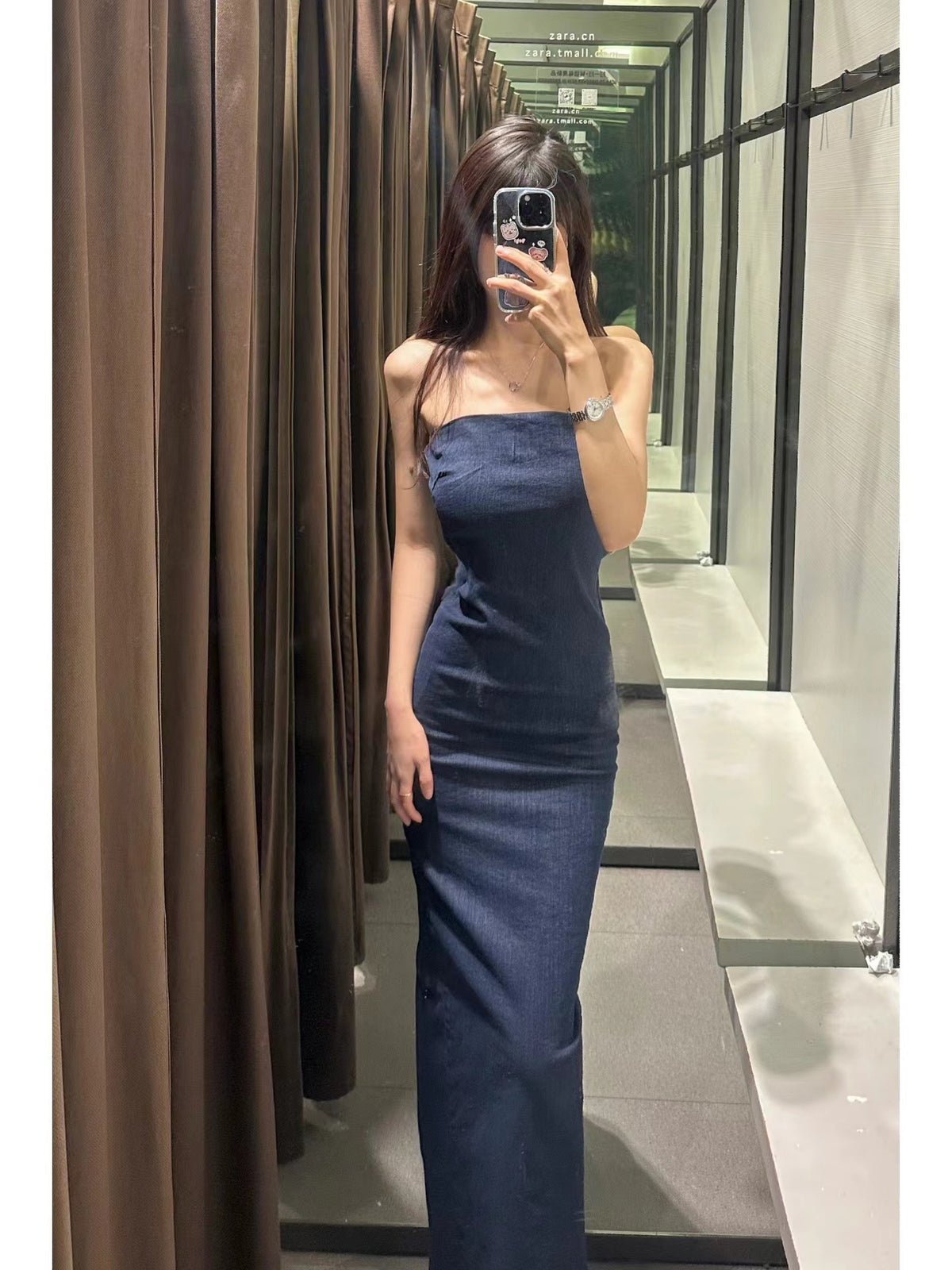 New Slim Fit One-Shoulder Denim Dress 2553066