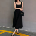French Style Waist-Controlled White Strap Dress for Women