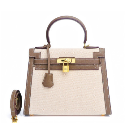 Waterproof Leather and Canvas Kelly Shoulder Bag