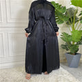 Shiny Silk Lace-Up Cardigan Robe