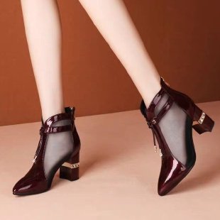 Stylish Women's Patent Mesh Ankle Boots and Sandals