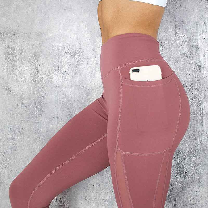 Mesh Panel Side Pocket Yoga Pants