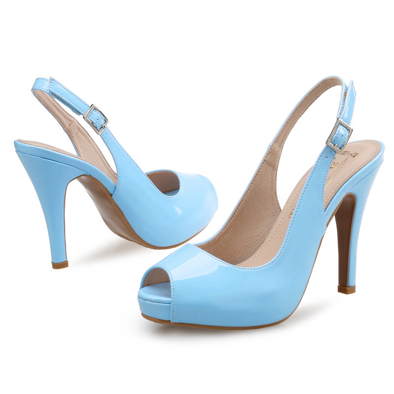 Nude High Heel Sandals with Peep Toe and Platform