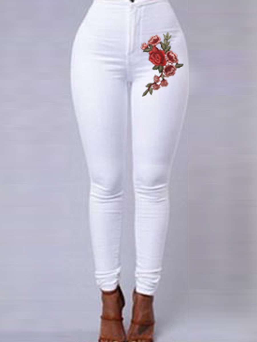 Embroidered Pencil Pants for Women