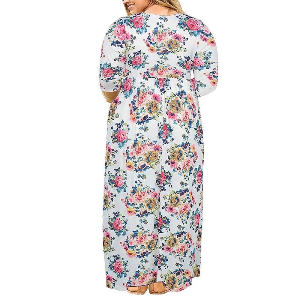 Plus Size Women’s Maxi Dress with Short Sleeves