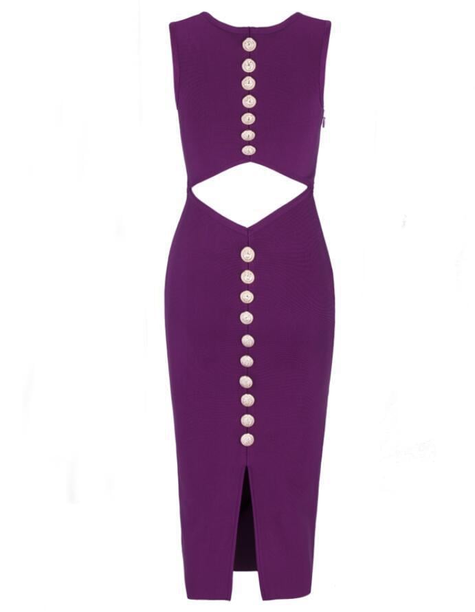 Slim-fit Round Neck Waist-baring Dress