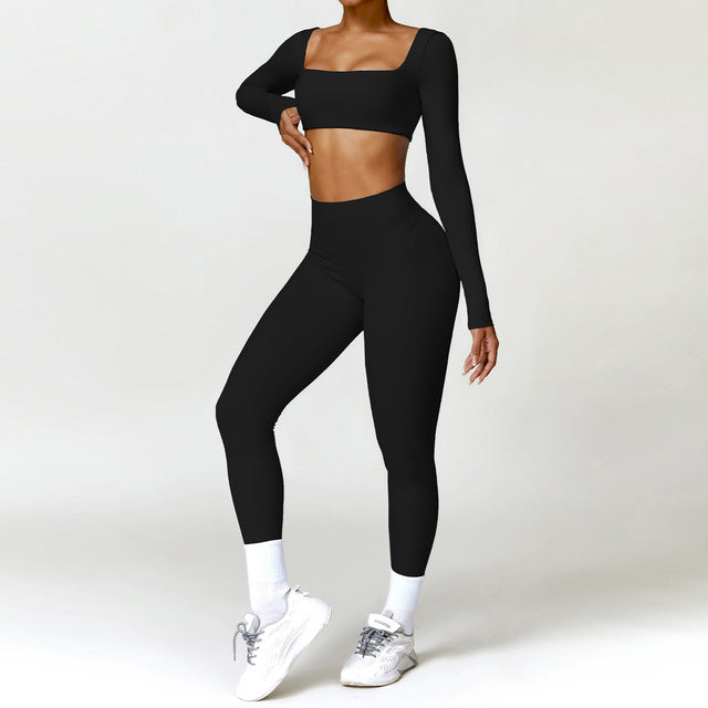 Women's 2PCS Yoga Tracksuit with Leggings and Crop Top
