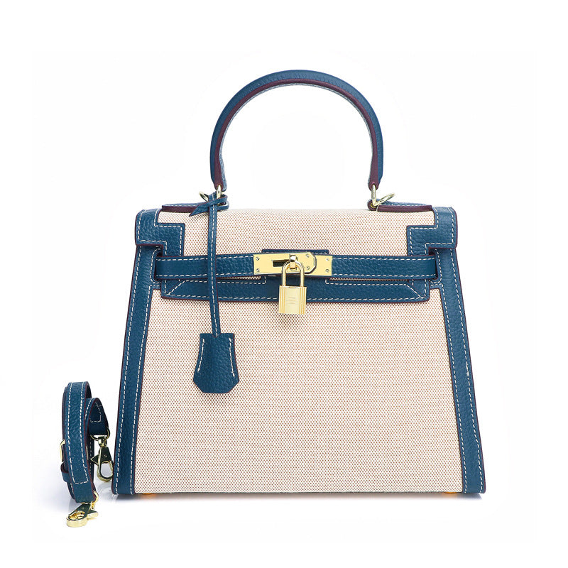 Waterproof Leather and Canvas Kelly Shoulder Bag