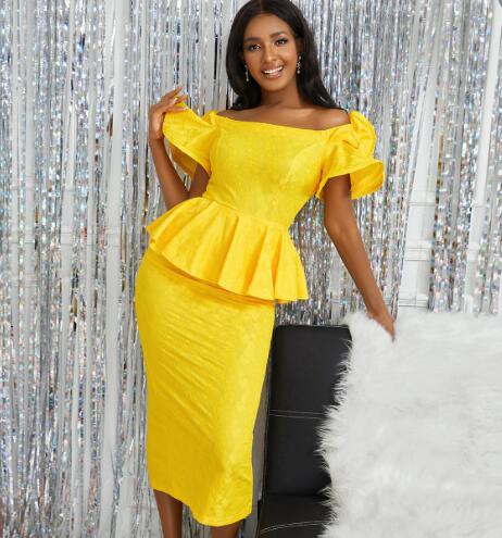 One-Shoulder Ruffle Dress - Celebrity Style