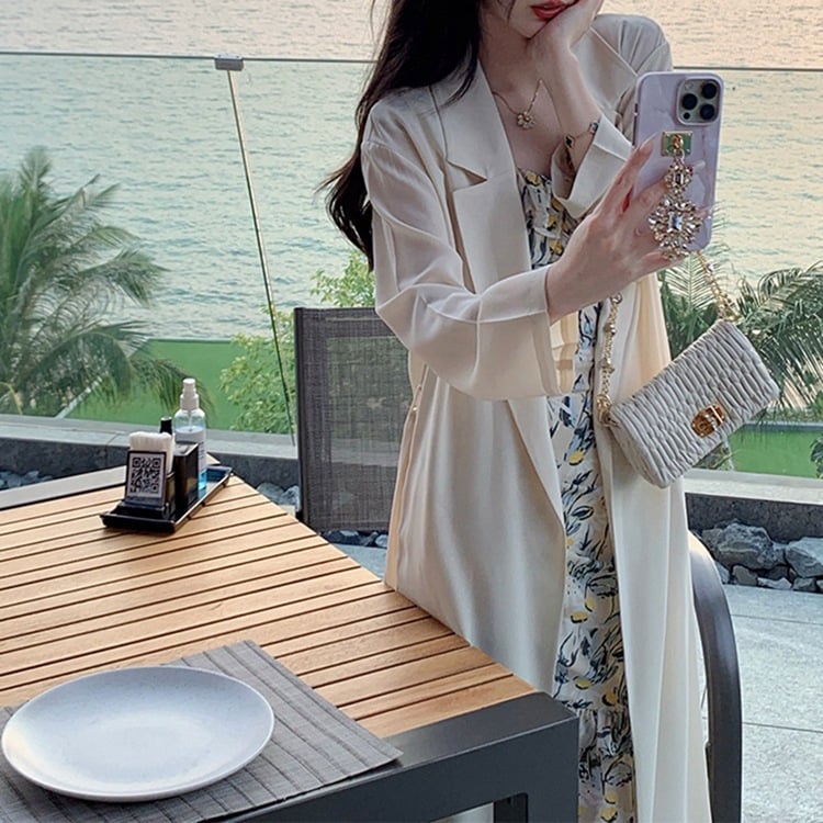 Summer Mid Length Printed Chiffon Dress