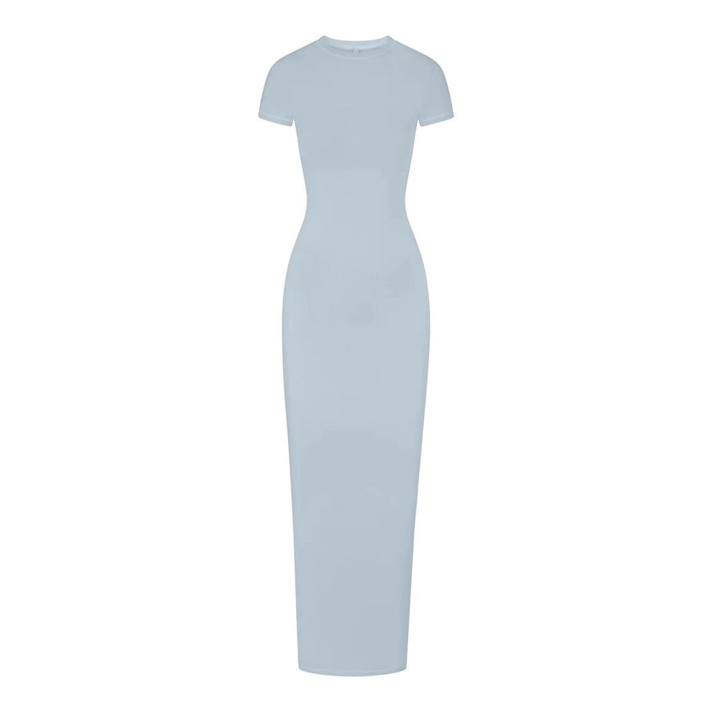 New Short Sleeve Split Thread Sheath Dress