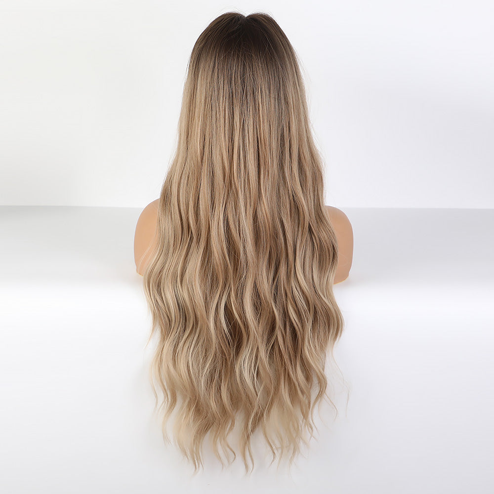 Golden Unicorn Long Wavy Heat-Resistant Wig with Bangs