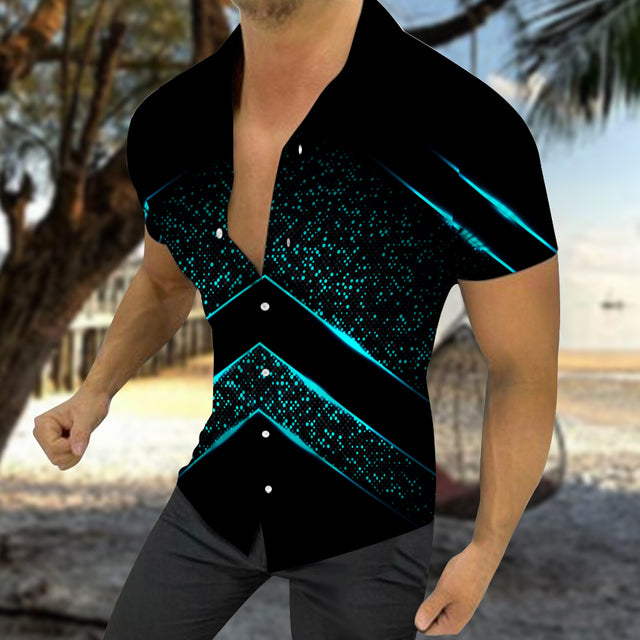 Men's Casual Summer Hawaiian Print Short Sleeve Shirt