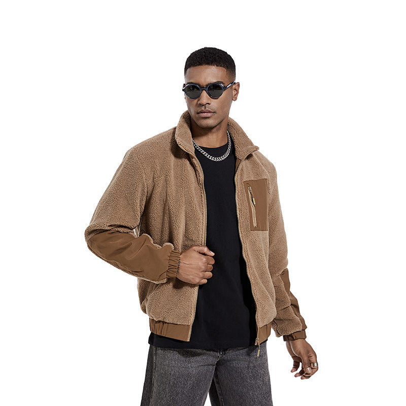 Men's Fleece Jacket with Stand Collar - Autumn/Winter Fashion