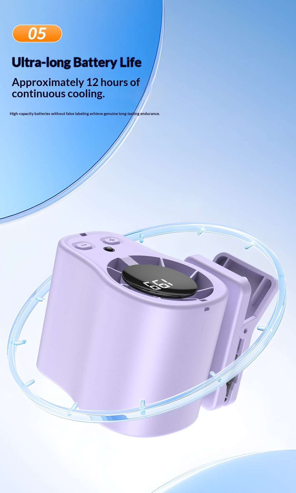 Outdoor Waist-Hanging Portable Fan with Multi-Function Lighting