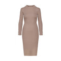Button-Detail Split Dress in Minimalist Camel Color