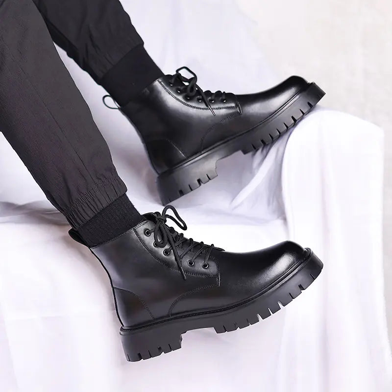 Men's Chelsea Ankle Boots - High-Top Leather Martin Boot