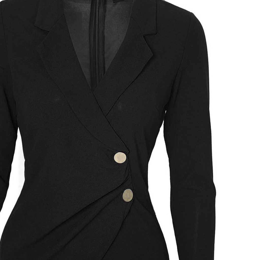 Buttoned Long Sleeve Bodycon Dress for Work (In Stock)