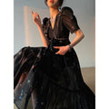 V-Neck Slim Waist Medium Length Dress