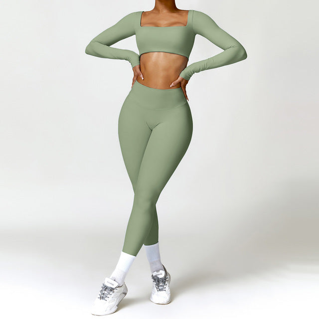 Women's 2PCS Yoga Tracksuit with Leggings and Crop Top
