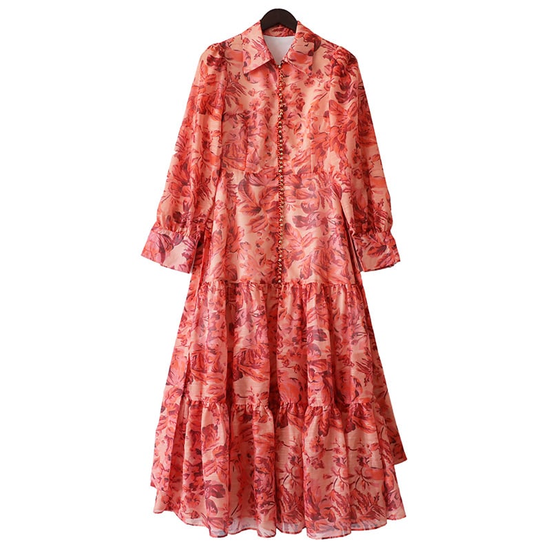 Ladies Long Sleeve Single Breasted Multi Button Dress