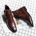 Black Lace Up Square Toe Ankle Boots for Men
