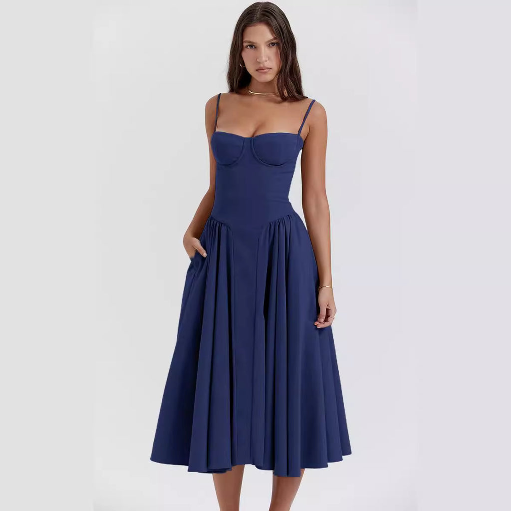 Summer Amazon French Vintage Long Dress with Straps