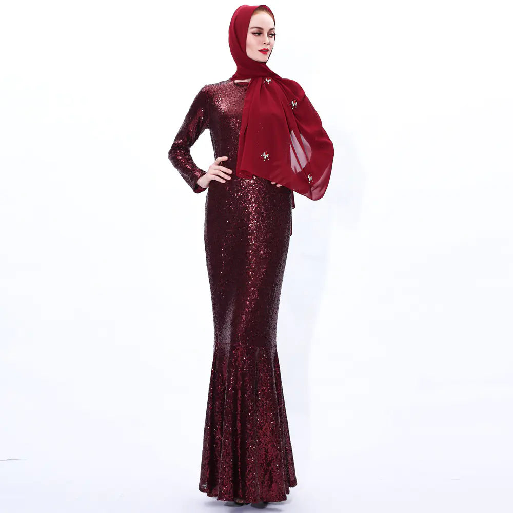2020 Ramadan Sequin Mermaid Dress for Muslim Women