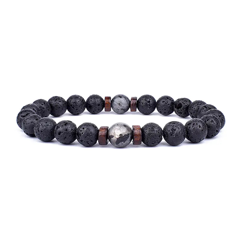 Unisex Retro Lava Rock Beaded Yoga Bracelet