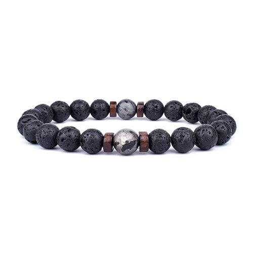 Unisex Retro Lava Rock Beaded Yoga Bracelet