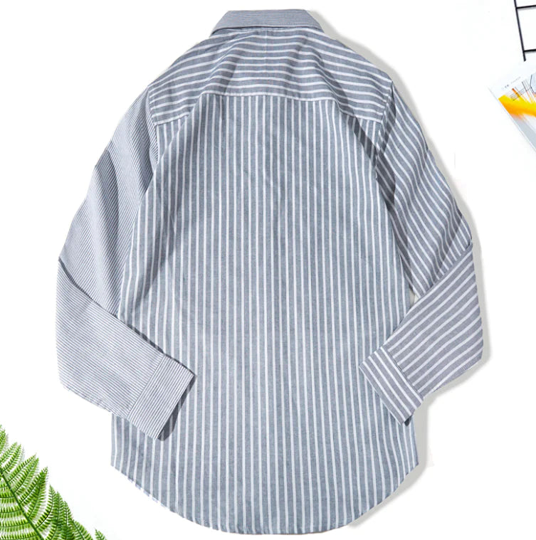 Striped Slim Fit Cotton Work Shirt for Men
