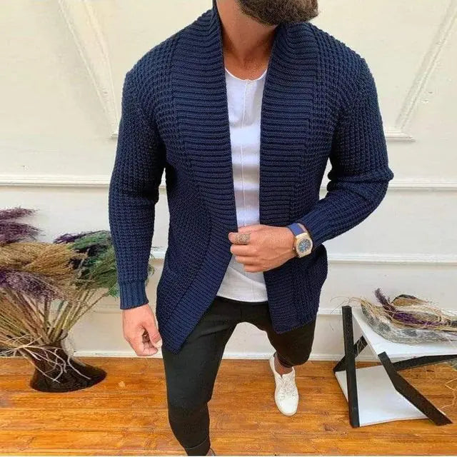 Men's Casual V-Neck Knitted Cardigan for Autumn/Winter