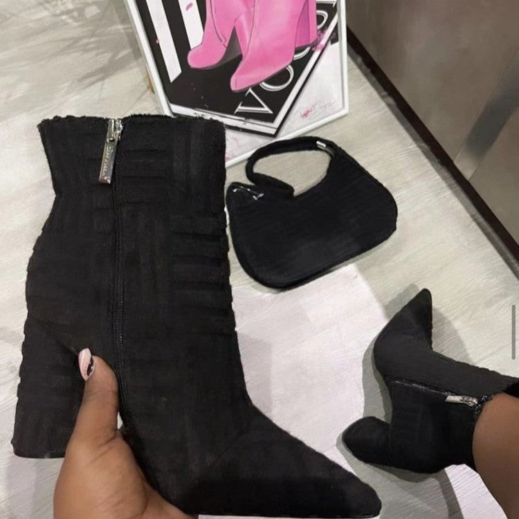 Women's Fashion Heeled Boots with Pointed Toe