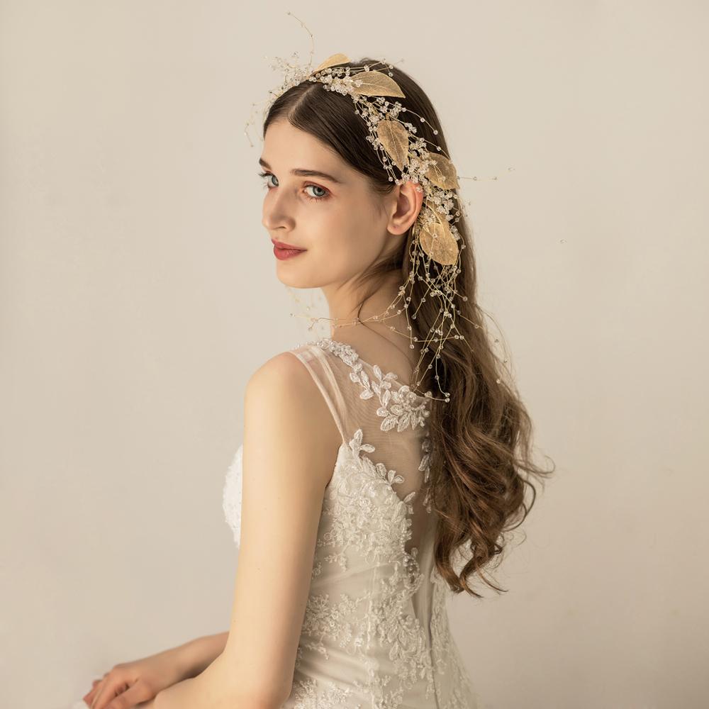 Bridal Headband with Crystal Leaf Design (Wholesale)