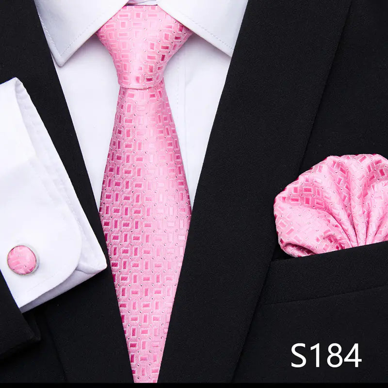 Korean Style Floral Tie and Pocket Square Set for Men