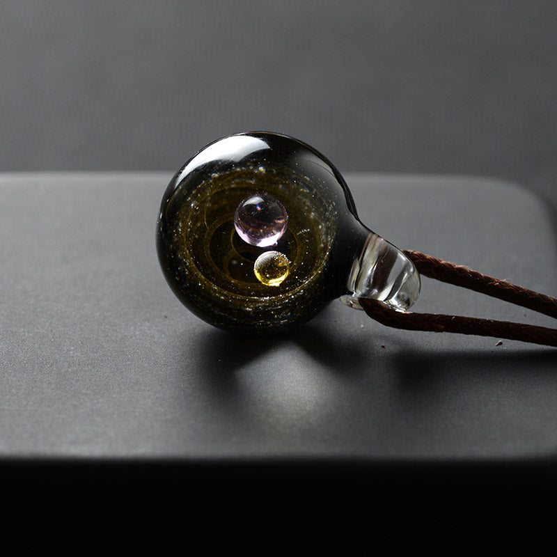 Creative Glass Pendant Necklace with Nebula Elements