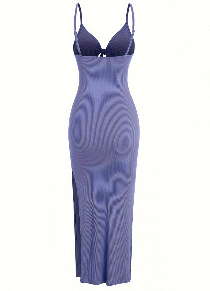 Lace-Up Slit Dress