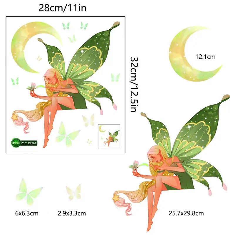 Glow-in-the-Dark Fairy Mermaid Butterfly Wall Stickers
