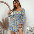 Fashionable Print French Collar Dress for Spring/Summer 2022