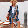 Mid-Length Slit Chiffon Printed Sun Blouse