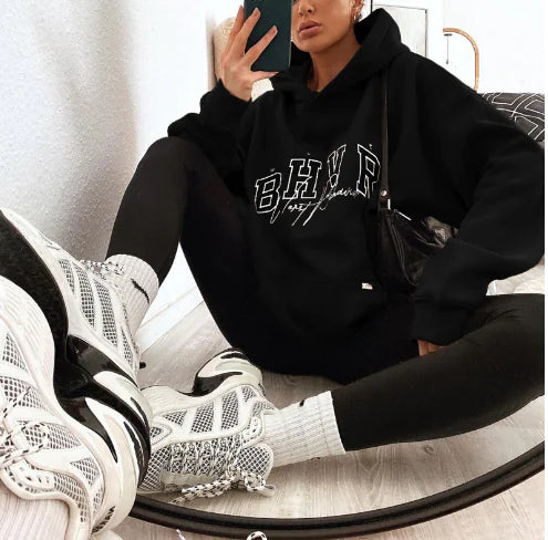 Warm Long-sleeved Plush Sweater with Game Letter Print