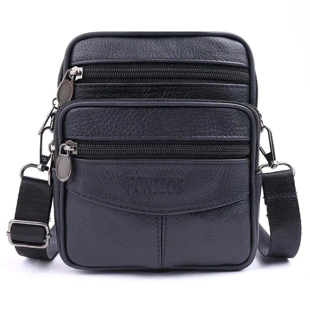 Genuine Leather Men's Crossbody Phone Bag and Waist Bag
