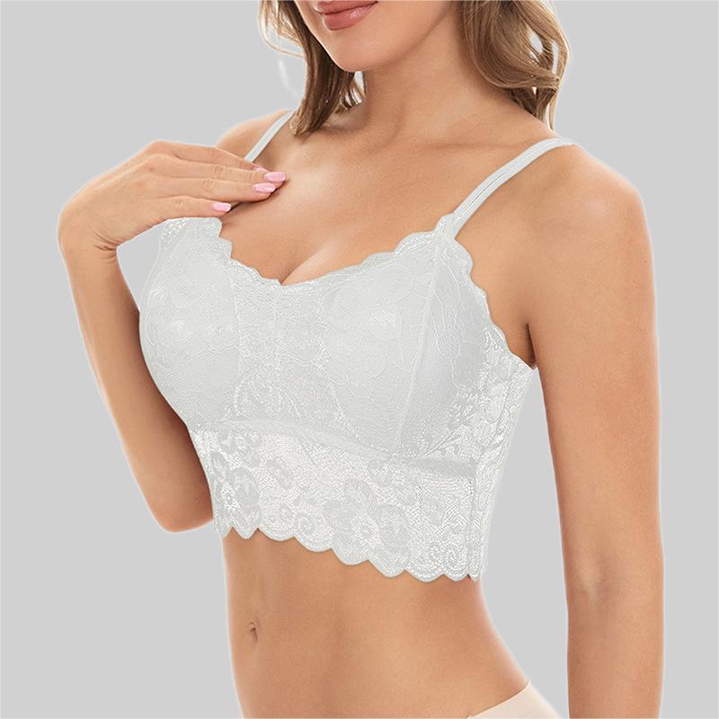 Lace Camisole Wrap Bra - Hollowed Out Red Design