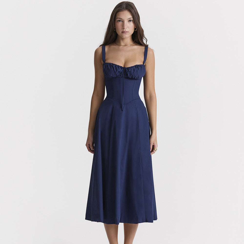 Sexy Backless Floral Midi Dress for Vacation Style