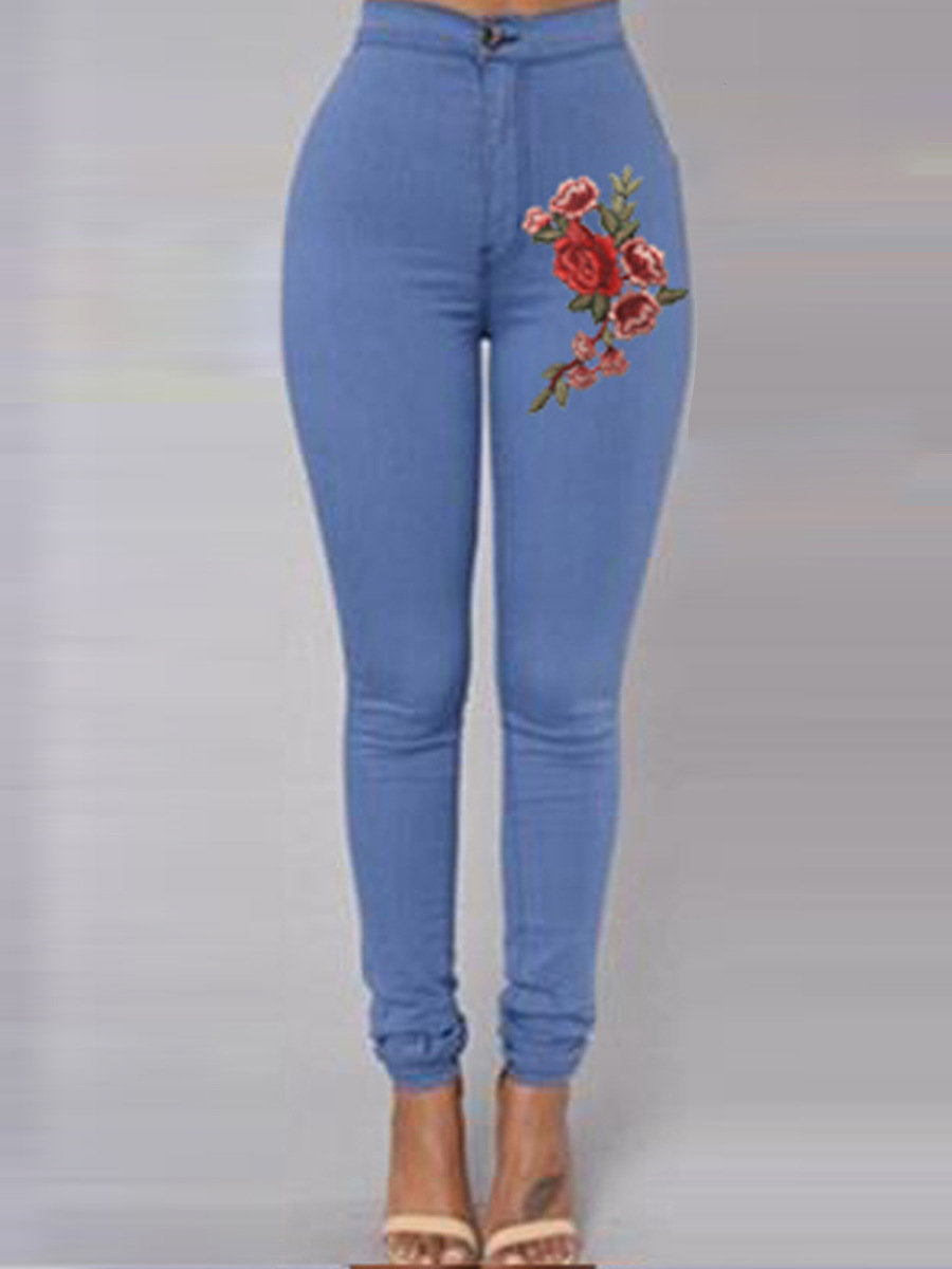 Embroidered Pencil Pants for Women