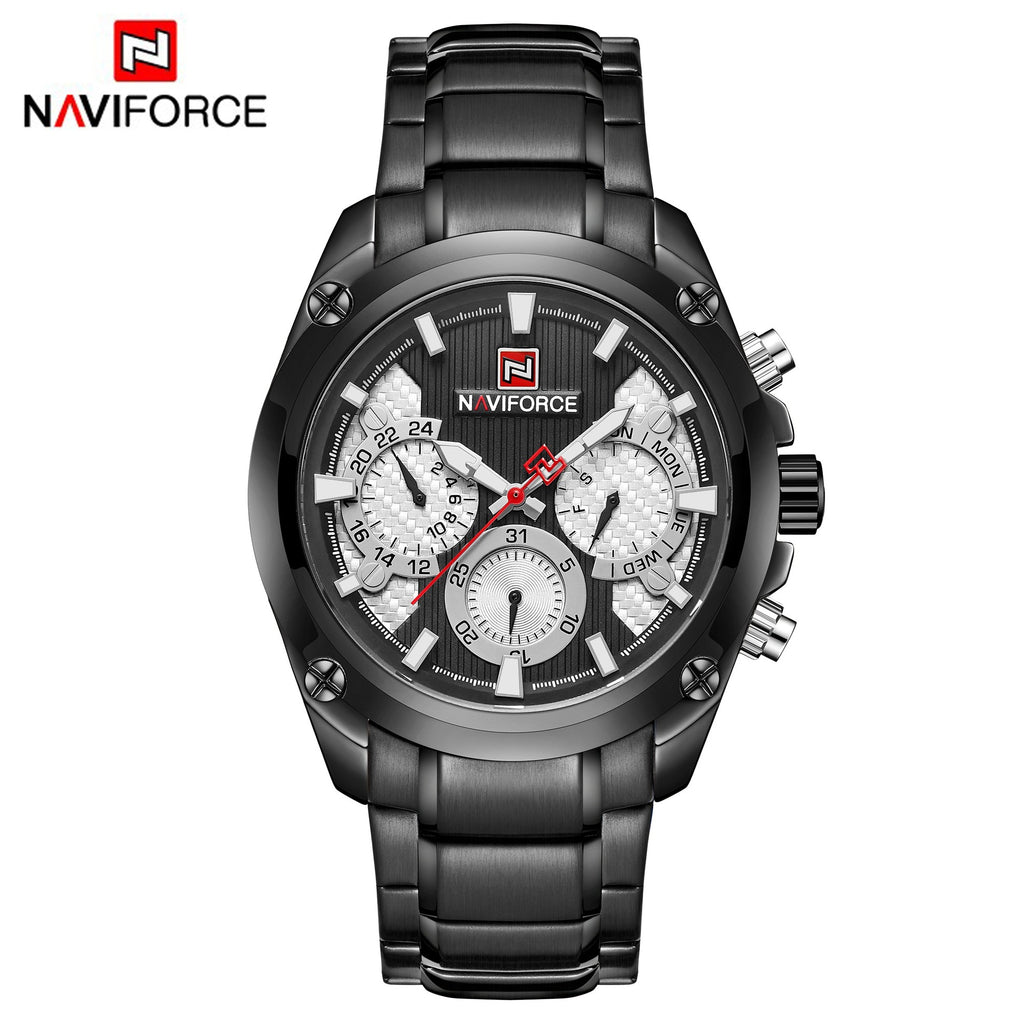 NAVIFORCE Men's Steel Band Watch for Sports & Business