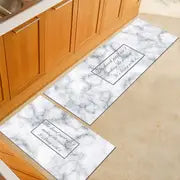 2pcs Modern Marble Kitchen Rug Non-slip Floor Mat